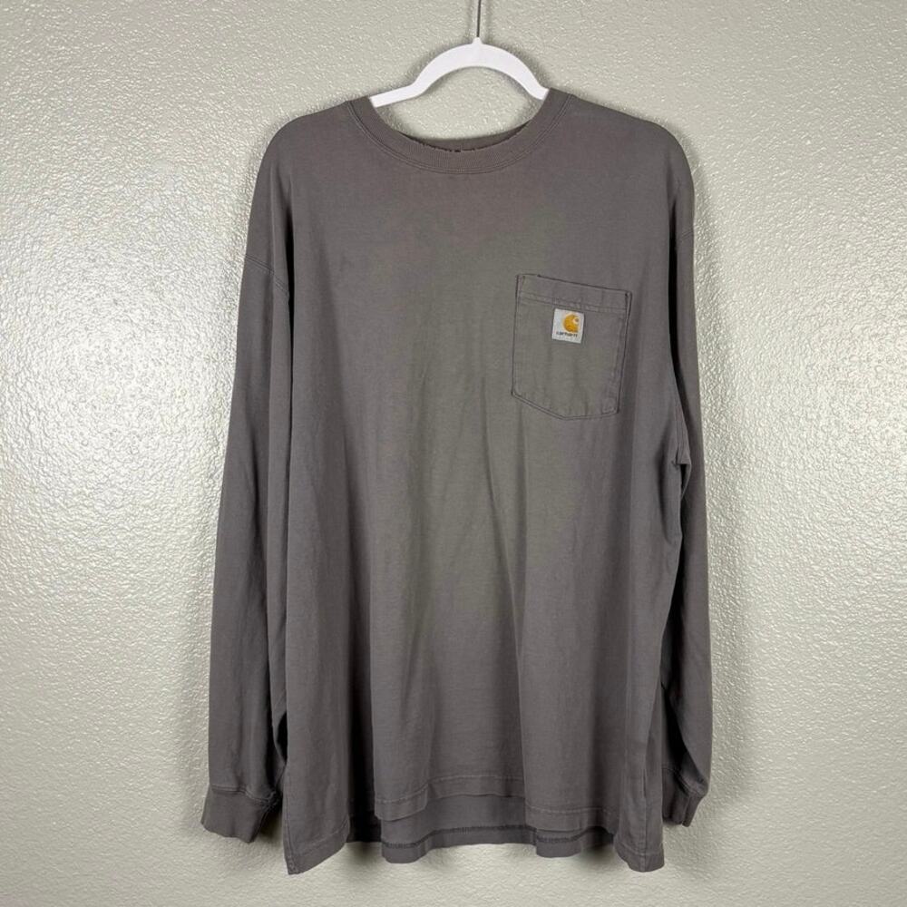 Carhartt Men's XL Charcoal Grey Long Cuffed Sleeved Original Fit Cotton T-shirt